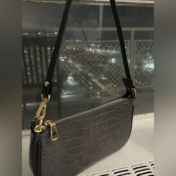 Dark Grey Classic Shoulder Bag - Picture 4 of 6